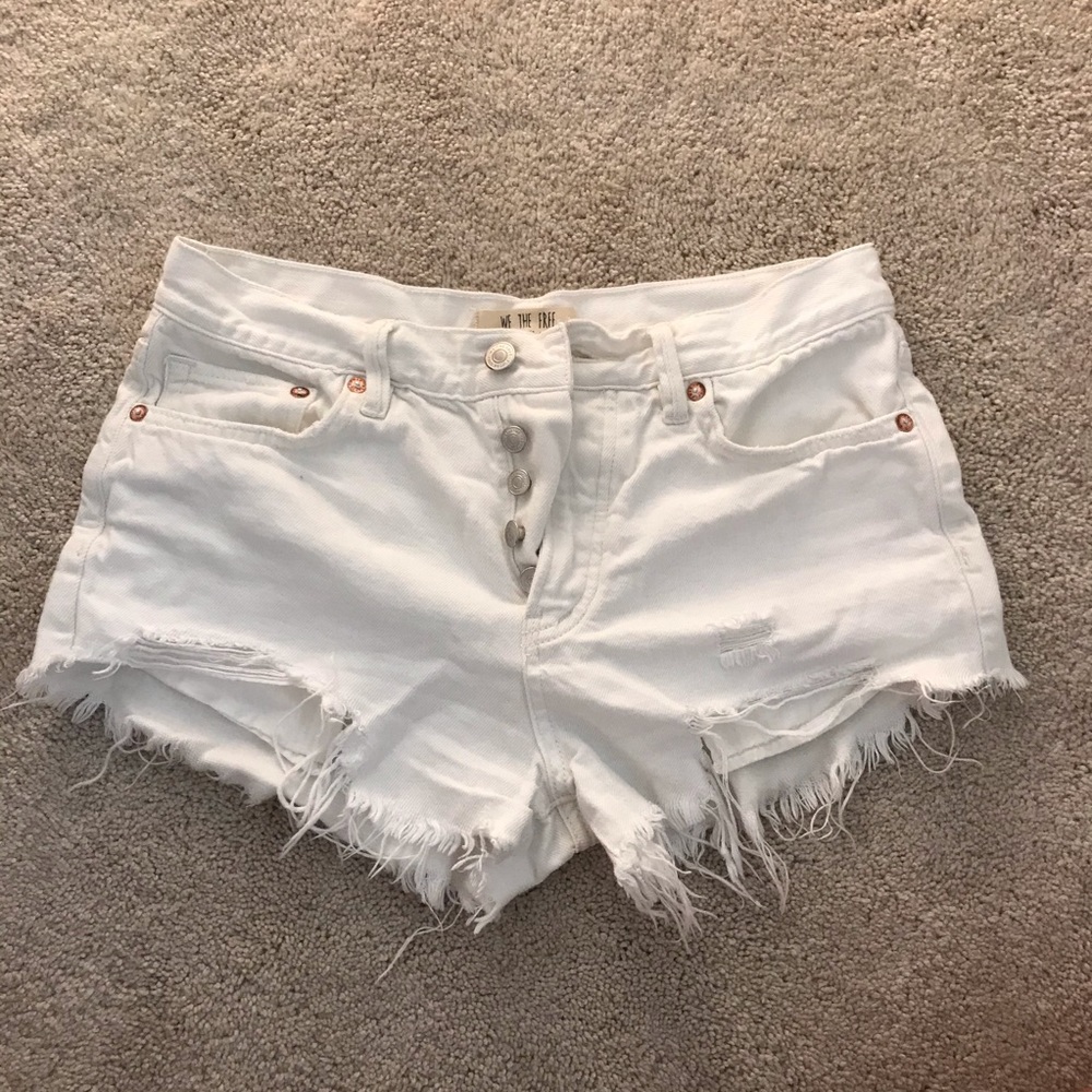 Free People white denim shorts